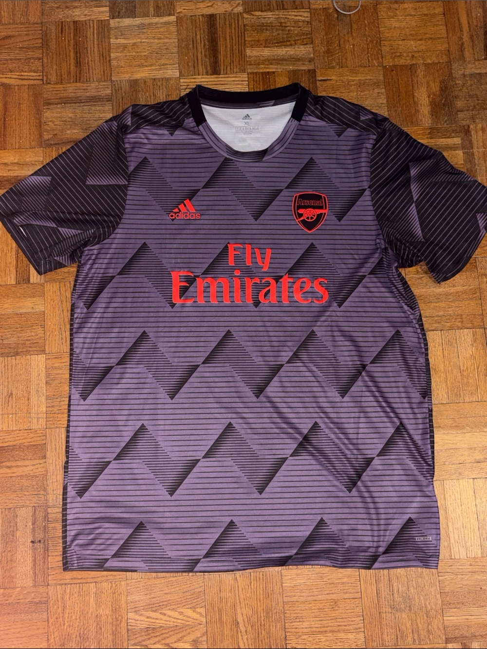 Authentic Arsenal 2020-2021 Adidas Pre-Match Training Warmup Soccer Jersey.